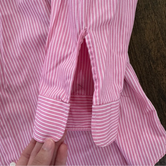 Ralph Lauren Lauren Pink Striped Non-Iron Button Down Shirt Women’s M - Picture 2 of 9
